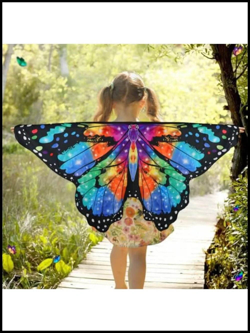 Kids Butterfly Wings Costume Set with Skirt Mask Hair Clips Fairy Dress Up for